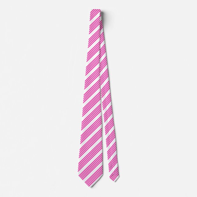 Cravate Fuchsia et blanc cinq bandes motif (Devant)