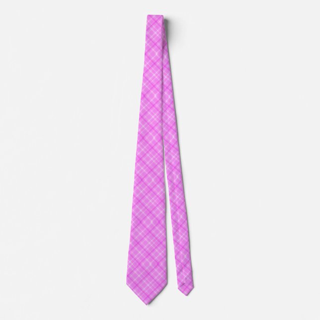 Cravate Fuchsia Pink Summer Plaid Motif (Devant)