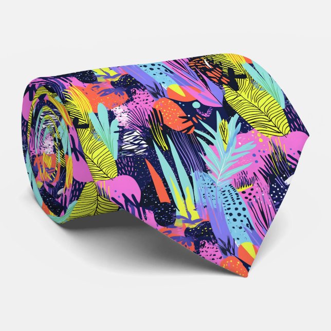 Cravate Fun 90s style tiled pattern  (Roulé)