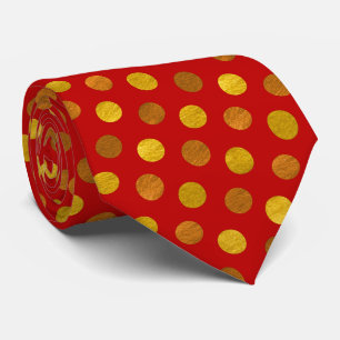Cravate Fun Elegant Red & Gold Polka Dots Modern Christmas
