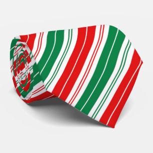 Cravate Fun festive red green candy cane stripes