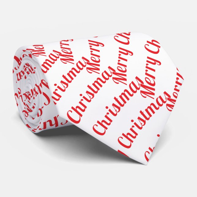 Cravate Fun Holiday Merry Christmas Red and White (Roulé)