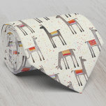 Cravate Fun Llama Alpaca Motif<br><div class="desc">Amusant llama ou alpaga design motif pour amoureux des animaux. Art original de Nic Squirrell. Beige, marron, orange et rouge chaleureux.</div>