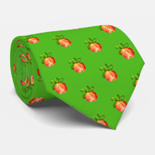 Cravate Fun moderne Pomme Rouge Motif de fruits vert
