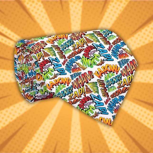 Cravate Fun Retro Comic Book Pop Art (Fun Colorful Comic Book Pop Art Typographic Tie)