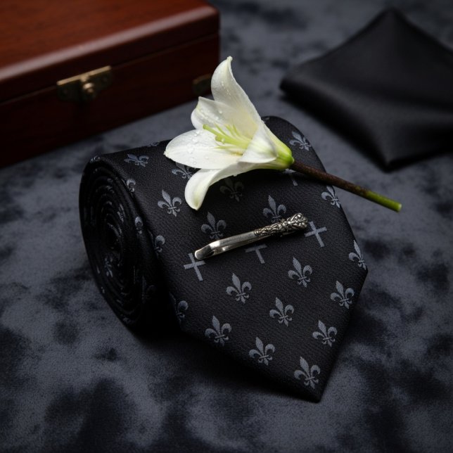 Cravate Funérailles de la Fleur-de-lis noire (Créateur téléchargé)