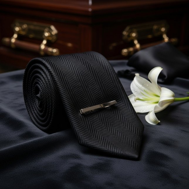 Cravate funéraire en herringbone noir  (Créateur téléchargé)