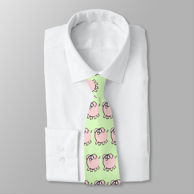 Cravate Funky 4 Cartoon Pig Année Zodiac Choisir la Cravat (Attaché)