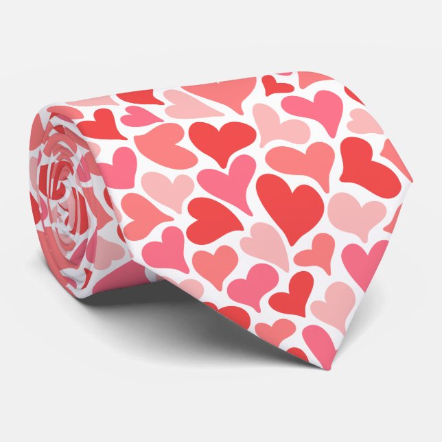 Cravate Funky Red Hearts Motif Valentines Jour Thème (Roulé)