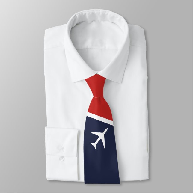 Cravate Funky White Plane Avion Pilote (Attaché)