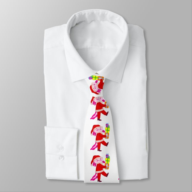 Cravate funny christmas axolotl santa claus (Attaché)