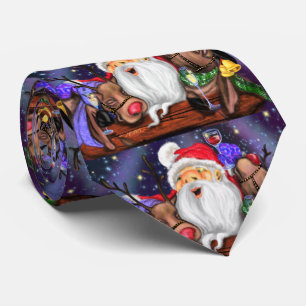 Cravate Funny Santa and Reindeer Party Christmas
