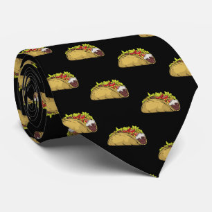 Cravate Funny Taco Motif alimentaire mexicain Noir
