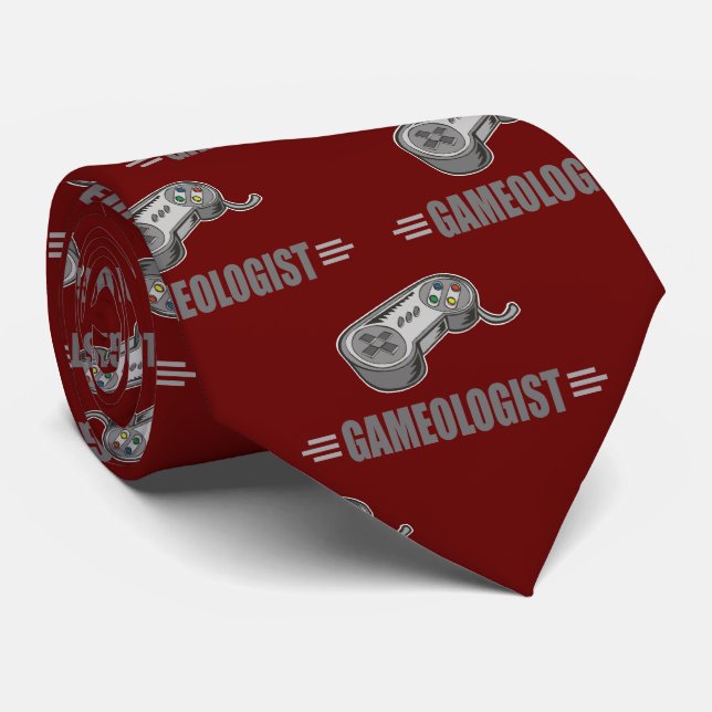 Cravate Funny Video Gamer Gameologist Controller Red (Roulé)