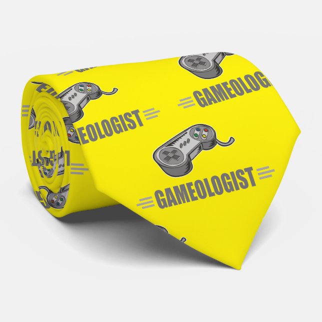 Cravate Funny Video Gamer Gameologist Controller Yellow (Roulé)