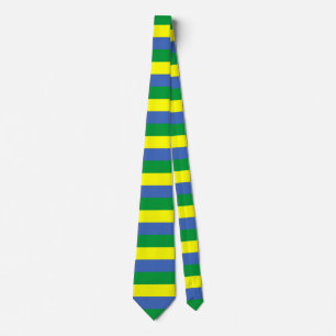 Cravate gabon drapeau rayures symbole du pays vert bleu ja