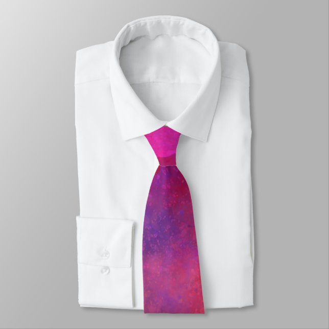 Cravate Galaxy Paint Effet Splatz rose & violet (Attaché)
