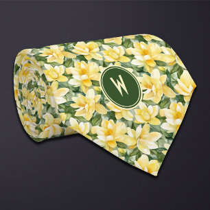 Cravate Gardenias Jaunes Floral 