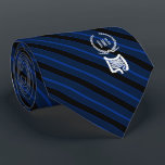 Cravate Gastroentérologiste Monogramme Blue Faux Gold<br><div class="desc">Une cravate personnalisée rayée bleue et noire adaptée aux professionnels de la gastro-entérologie.</div>