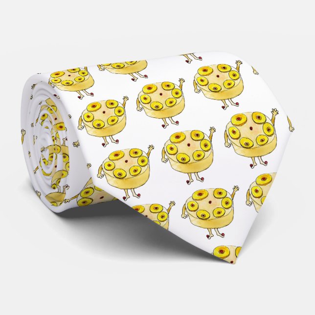 Cravate Gâteau Renversé à l'Ananas Drôle Art Mignon et Ori (Roulé)