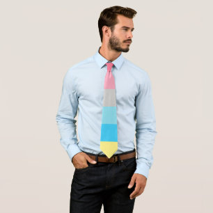 Cravate Genderflux rose gris bleu jaune rayé LGBT