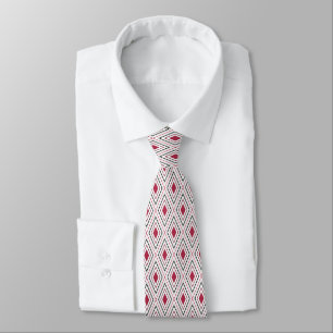 Cravate Géométrie de diamant rouge noir et blanc