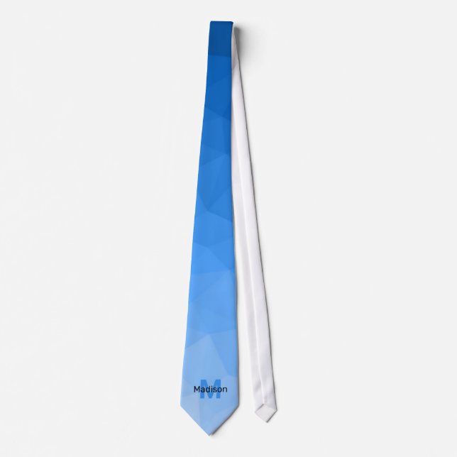 Cravate Géométrie dégradé bleu clair motif de maille Monog (Devant)