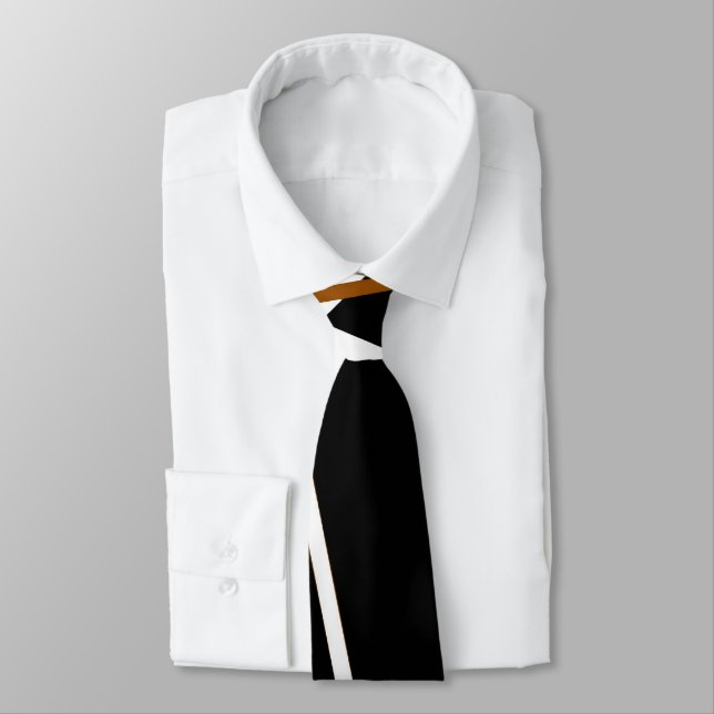 Cravate Géométrie Urbaine Noir Blanc Brun-Sienne (Attaché)