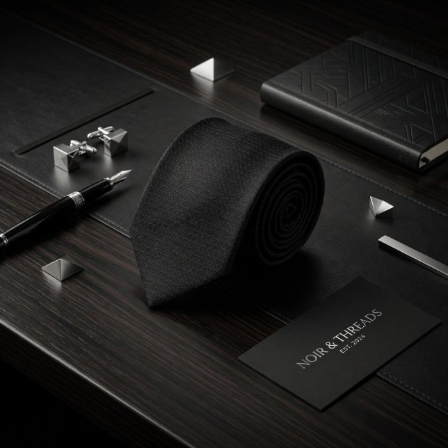 Cravate Géométrique de micro-grille carbone noir minimalis (Créateur téléchargé)