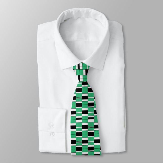 Cravate Géométrique du milieu du siècle vert noir (Attaché)