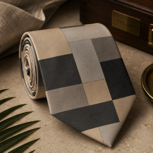 Cravate Géométrique moderne beige et noir