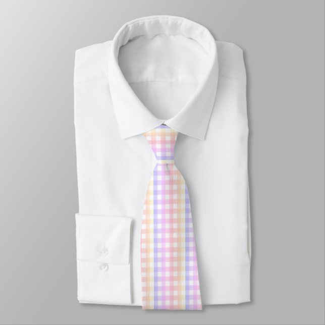 Cravate Gingham Arc-en-Ciel Pastel (Attaché)