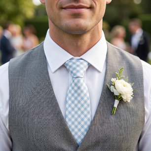 Cravate Gingham Bleu Ciel