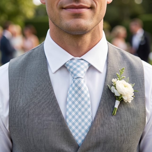 Cravate Gingham Bleu Ciel (Créateur téléchargé)