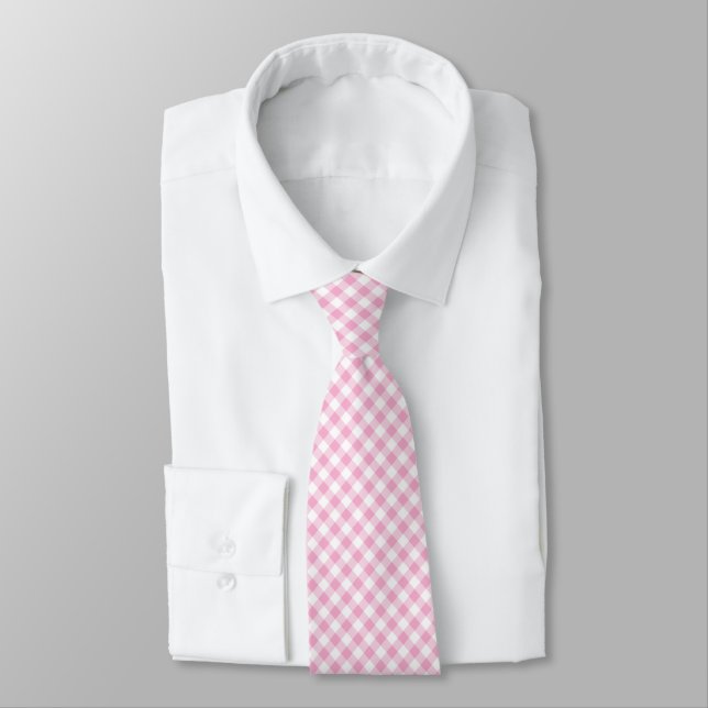 Cravate Gingham rose bubble gum (Attaché)