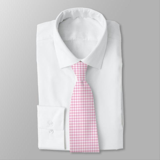Cravate Gingham rose bubble gum (Attaché)