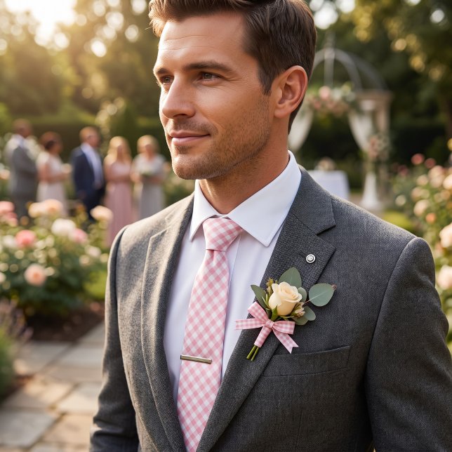 Cravate Gingham Rose Pâle (Créateur téléchargé)