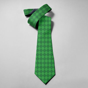 Cravate Gingham Vert Géométrique Joyeux Saint-Patrick 