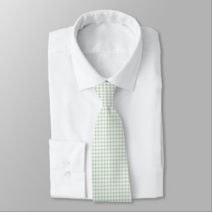 Cravate Gingham Vert Sauge