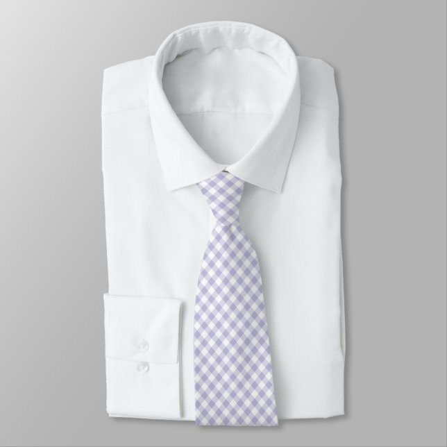 Cravate Gingham Violet Lavande (Attaché)