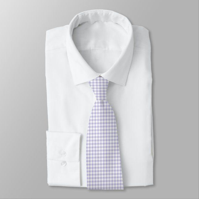 Cravate Gingham Violet Lavande (Attaché)
