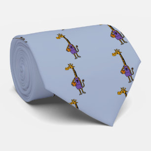 Cravate Girafe drôle tenant le basket-ball