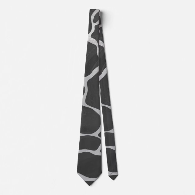 Cravate Girafe Imprimé Noir et Gris Clair (Devant)
