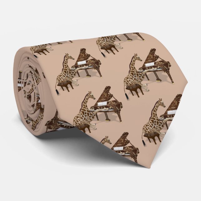 Cravate Giraffe Genius Jouer Piano (Roulé)