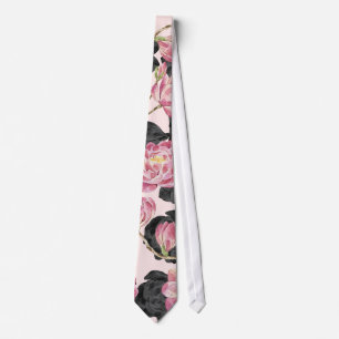 Cravate Girly rougissent les fleurs roses et noires