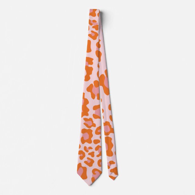 Cravate Glam Cheetah Imprimer Motif en orange et rose (Devant)