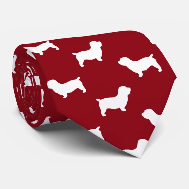 Cravate Glen d'Imaal Terrier Chien Silhouettes Motif Rouge (Roulé)