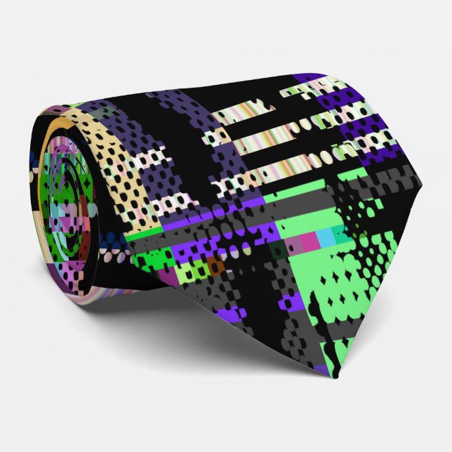 Cravate Glitch tech abstract pattern print (Roulé)