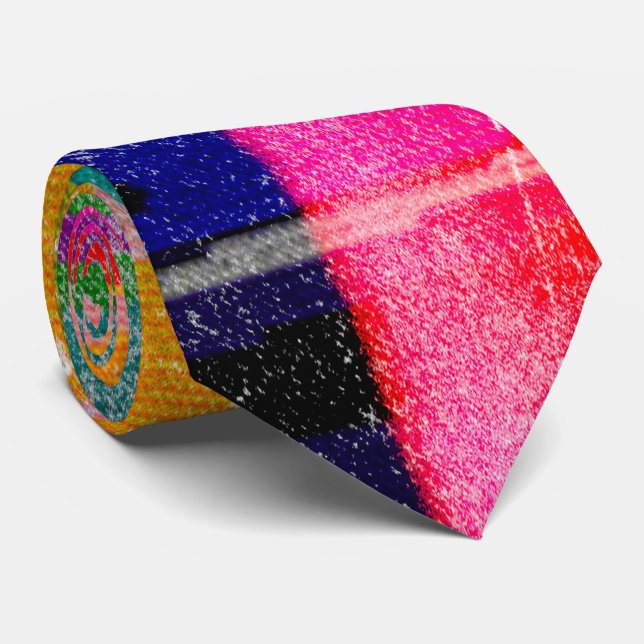 Cravate Glitch tech abstract pattern print tie (Roulé)