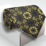 Cravate Glitterie Noir Faux Or Métallurgique Damas Modèle<br><div class="desc">Design cravate élégant et classe avec motif métallique en damas faux or sur un arrière - plan parties scintillant noir.</div>